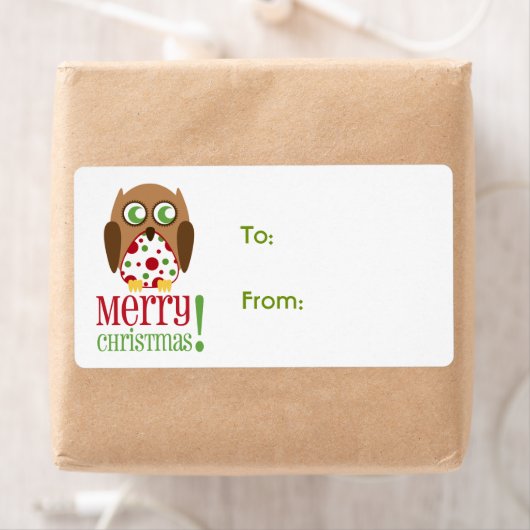 Polka Dot Owl Weihnachtsgeschenk-Label (Insitu)