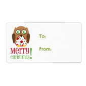Polka Dot Owl Weihnachtsgeschenk-Label (Vorne)