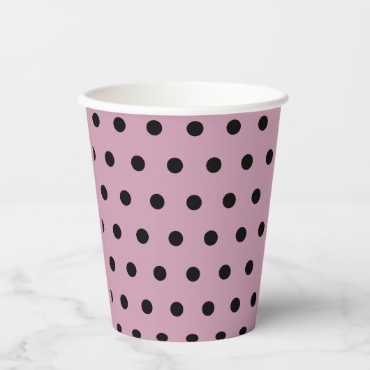 Polka Dot Paper Cups (rosa und schwarz) Pappbecher (Vorderseite)