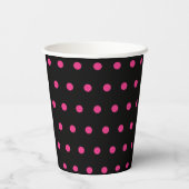 Polka Dot Paper Cups (Schwarz & Neon Pink) Pappbecher (Rückseite)