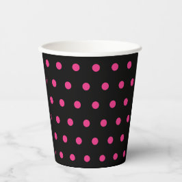 Polka Dot Paper Cups (Schwarz & Neon Pink) Pappbecher