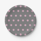 Polka Dot Paper Teller (dunkelgrau und weich rosa) (Vorderseite)
