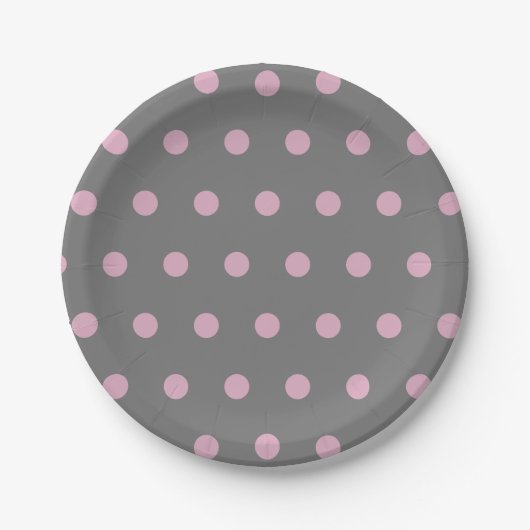 Polka Dot Paper Teller (dunkelgrau und weich rosa) (Vorderseite)