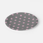Polka Dot Paper Teller (dunkelgrau und weich rosa) (Schrägansicht)