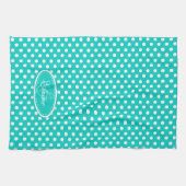 Polka dot pattern aqua individuelle Name mit Monog Geschirrtuch (Horizontal)