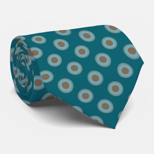 Polka Dot Pattern - Aquamarin Blue Brown Krawatte (Gerollt)