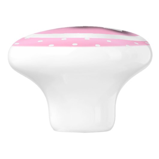 Polka Dot Pattern | Baby Pink, White & Elephant Keramikknauf (Seitenansicht)