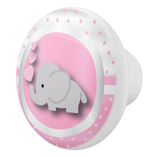 Polka Dot Pattern | Baby Pink, White & Elephant Keramikknauf (Rechts)