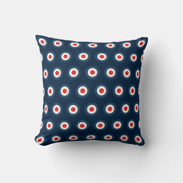 Polka Dot Pattern - Blaues Weiß Kissen (Vorderseite)