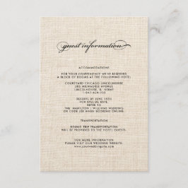 Polka Dot Pattern Burlap Wedding Details Cards Begleitkarte