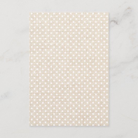 Polka Dot Pattern Burlap Wedding Details Cards Begleitkarte (Rückseite)