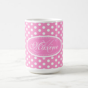 Polka dot pattern pink & white Tasse