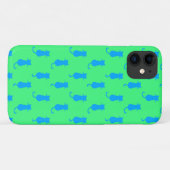 Polka Dot Pattern Pop Art Cat in Blau und Limon Case-Mate iPhone Hülle (Rückseite (Horizontal))