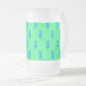 Polka Dot Pattern Pop Art Cat in Blau und Limon Mattglas Bierglas (VorderseiteRechts)