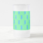 Polka Dot Pattern Pop Art Cat in Blau und Limon Mattglas Bierglas (Mittel)
