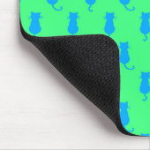 Polka Dot Pattern Pop Art Cat in Blau und Limon Mousepad (Ecke)