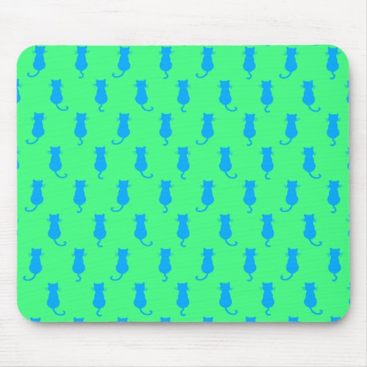 Polka Dot Pattern Pop Art Cat in Blau und Limon Mousepad (Vorne)