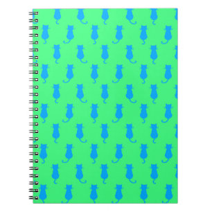 Polka Dot Pattern Pop Art Cat in Blau und Limon Notizblock