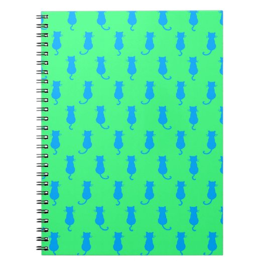 Polka Dot Pattern Pop Art Cat in Blau und Limon Notizblock (Vorderseite)