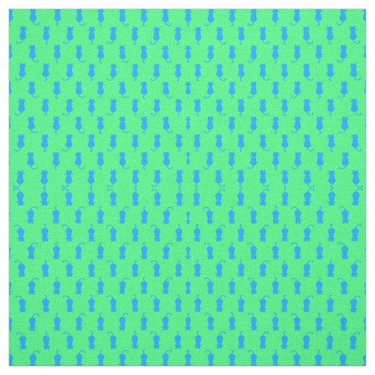 Polka Dot Pattern Pop Art Cat in Blau und Limon Stoff (Muster)
