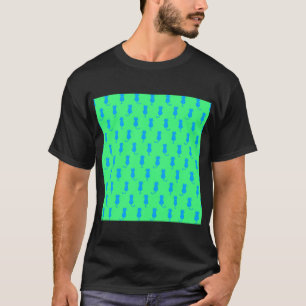Polka Dot Pattern Pop Art Cat in Blau und Limon T-Shirt