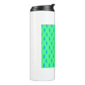 Polka Dot Pattern Pop Art Cat in Blau und Limon Thermosbecher (Nach links gedreht)