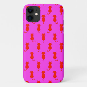 Polka Dot Pattern Pop Art Cat in Rot und Heiß Rosa Case-Mate iPhone Hülle