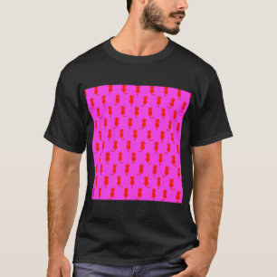 Polka Dot Pattern Pop Art Cat in Rot und Heiß Rosa T-Shirt