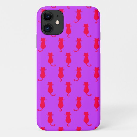 Polka Dot Pattern Pop Art Cat in rot und laxisch Case-Mate iPhone Hülle (Rückseite)