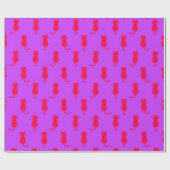 Polka Dot Pattern Pop Art Cat in rot und laxisch Geschenkpapier (Flach)