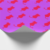 Polka Dot Pattern Pop Art Cat in rot und laxisch Geschenkpapier (Ecke)