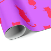 Polka Dot Pattern Pop Art Cat in rot und laxisch Geschenkpapier (Rolleneckpunkt)