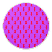 Polka Dot Pattern Pop Art Cat in rot und laxisch Keramikknauf (Vorderseite)