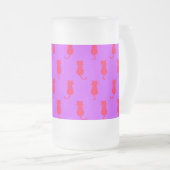 Polka Dot Pattern Pop Art Cat in rot und laxisch Mattglas Bierglas (VorderseiteRechts)