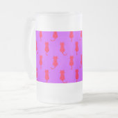 Polka Dot Pattern Pop Art Cat in rot und laxisch Mattglas Bierglas (Vorderseite Links)