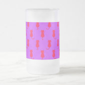 Polka Dot Pattern Pop Art Cat in rot und laxisch Mattglas Bierglas (Mittel)
