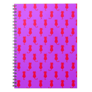 Polka Dot Pattern Pop Art Cat in rot und laxisch Notizblock