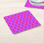 Polka Dot Pattern Pop Art Cat in rot und laxisch Rechteckiger Pappuntersetzer (angewinkelt)