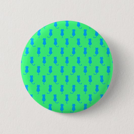 Polka Dot Pattern Pop Art Chat in blau und Limon Button (Vorderseite)