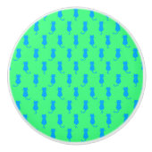Polka Dot Pattern Pop Art Chat in blau und Limon Keramikknauf (Vorderseite)
