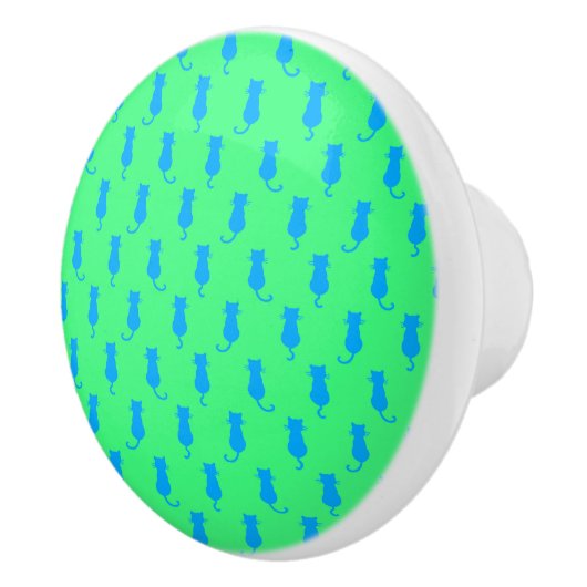 Polka Dot Pattern Pop Art Chat in blau und Limon Keramikknauf (Rechts)