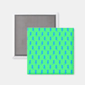 Polka Dot Pattern Pop Art Chat in blau und Limon Magnet (Vorderseite/Rückseite)