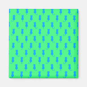 Polka Dot Pattern Pop Art Chat in blau und Limon Magnet