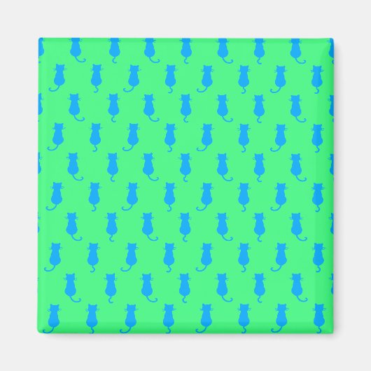Polka Dot Pattern Pop Art Chat in blau und Limon Magnet (Vorne)