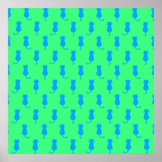 Polka Dot Pattern Pop Art Chat in blau und Limon Poster (Vorne)
