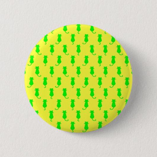 Polka Dot Pattern Pop Art Chat In Limonen und gelb Button (Vorderseite)