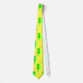 Polka Dot Pattern Pop Art Chat In Limonen und gelb Krawatte (Vorderseite)