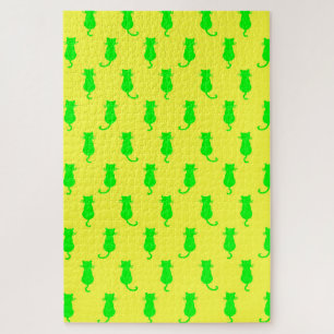 Polka Dot Pattern Pop Art Chat In Limonen und gelb Puzzle