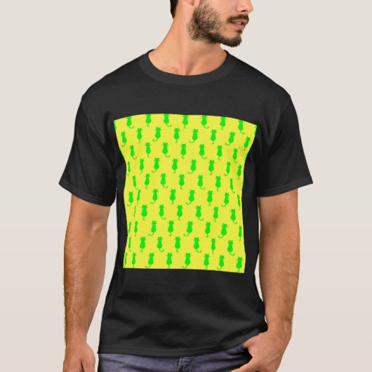 Polka Dot Pattern Pop Art Chat In Limonen und gelb T-Shirt (Vorderseite)