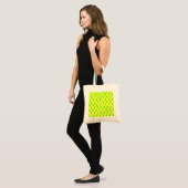 Polka Dot Pattern Pop Art Chat In Limonen und gelb Tragetasche (Vorderseite (Model))